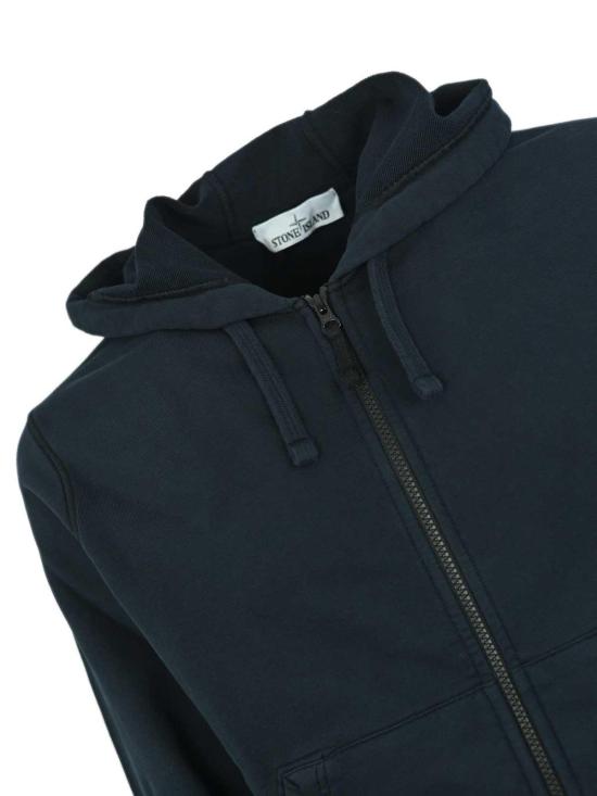 26FW 스톤 아일랜드 오가닉 코튼 플리스 레귤러 핏 후드 집업 6100061S0051V0020 DARK BLUE - STONE ISLAND