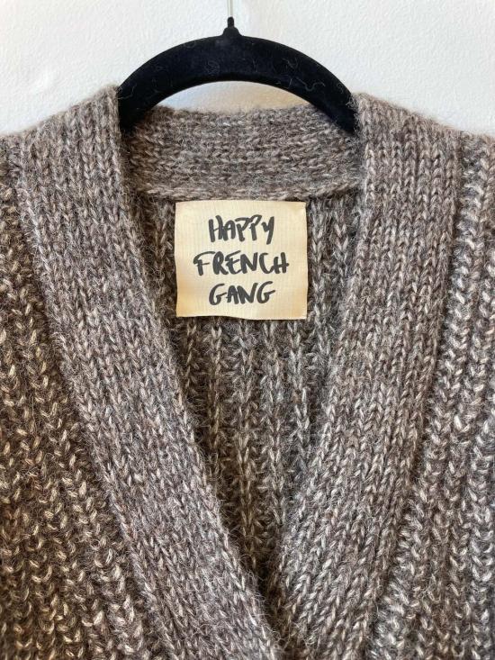  해피 프렌치 갱 가디건 가스통 염색 안 한 알파카  그래파이트 - HAPPY FRENCH GANG
