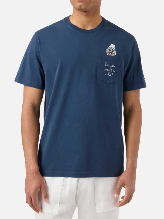 26SS 세인트바쓰 반팔 티셔츠 AUS000101983L Blue - MC2 SAINT BARTH