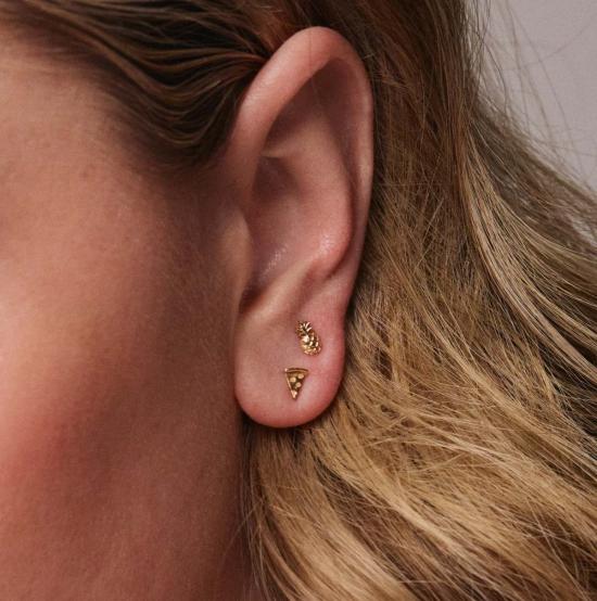  Whit Jewelry 싱글 이어링 화이트 주얼리 피자 스터드 귀걸이 14K 옐로우 골드 - OTHER BRANDS