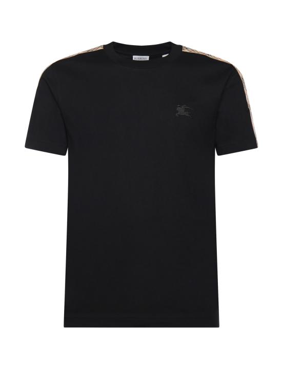 26FW 버버리 체크 트리밍 코튼 티셔츠 8106248 A1189 BLACK