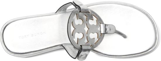  토리버치 샌들 밀러 메탈릭 레더 웨지  실버 - TORY BURCH
