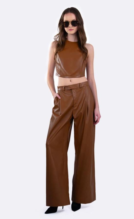 논살란트 레이블 민소매 티셔츠 Nonchalant Label Perrie Crop Top Caramel