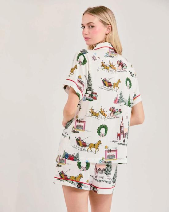  케이티 키메 언더웨어 Katie Kime Holiday Toile Pajama Shorts Set Multi - KATIE KIME