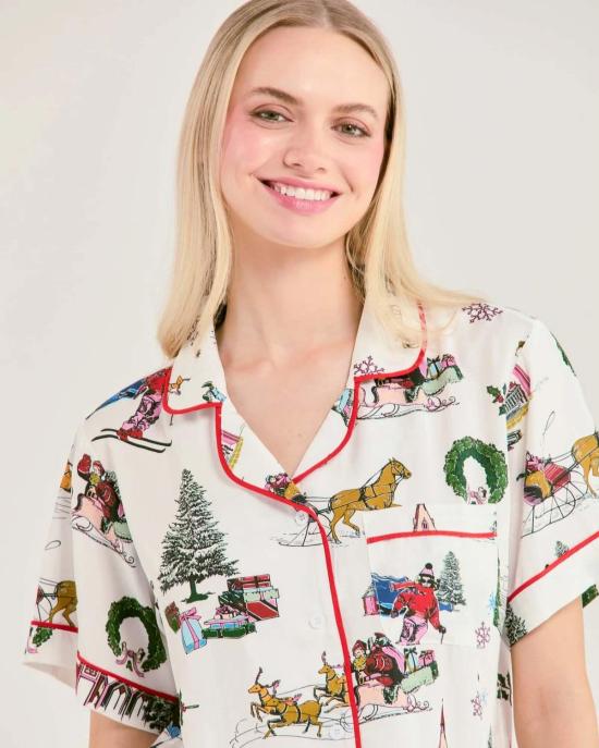  케이티 키메 언더웨어 Katie Kime Holiday Toile Pajama Shorts Set Multi - KATIE KIME