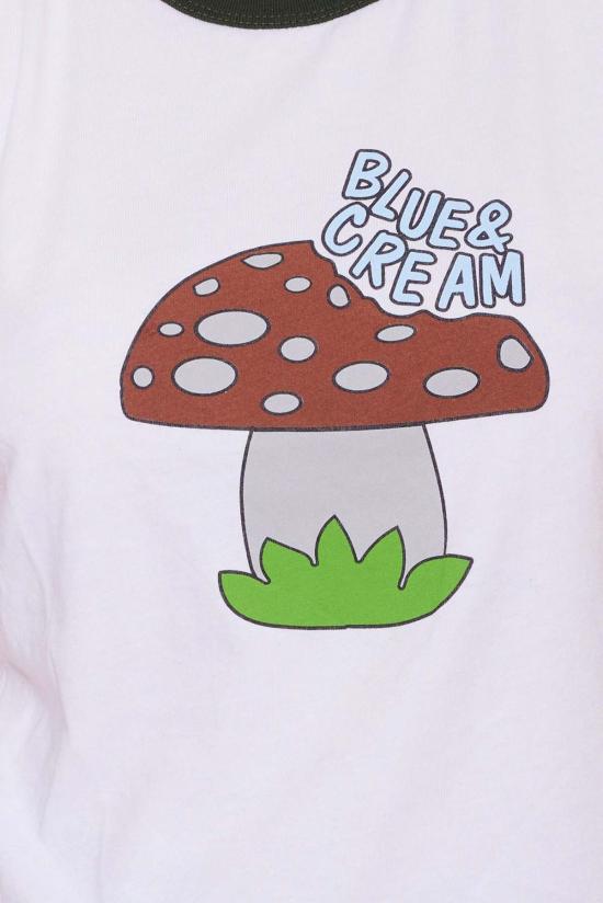  블루&크림 반팔 티셔츠 BNCWSU23 01 WHITE BLACK - BLUE&CREAM