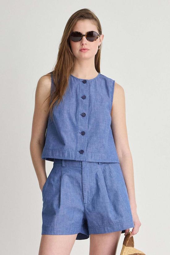  어피스 어파트 민소매 티셔츠 Apiece Apart Godet Tank Chambray - APIECE APART