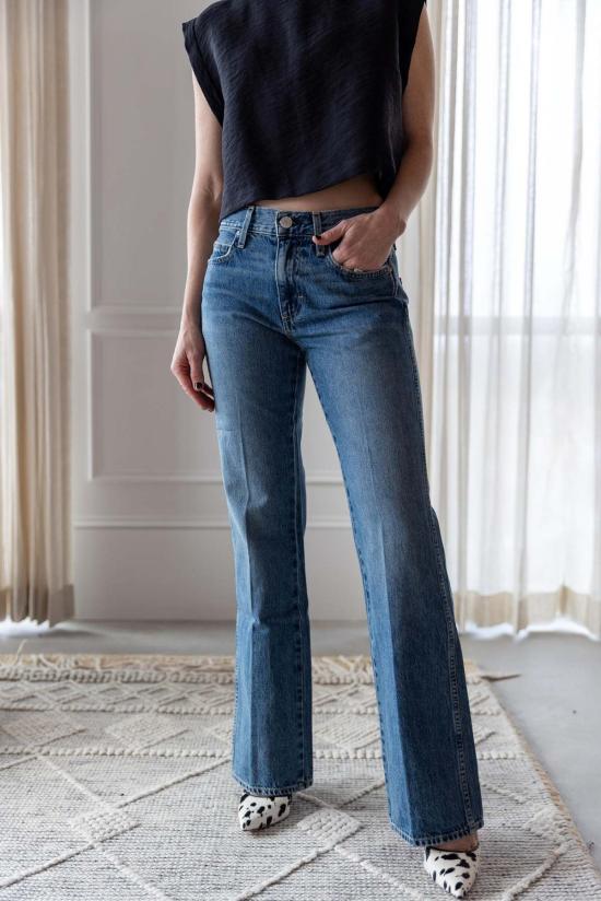  아모 데님 데님 팬츠 Amo Denim Marcenia 미드라이즈 슬러치 부츠컷 진