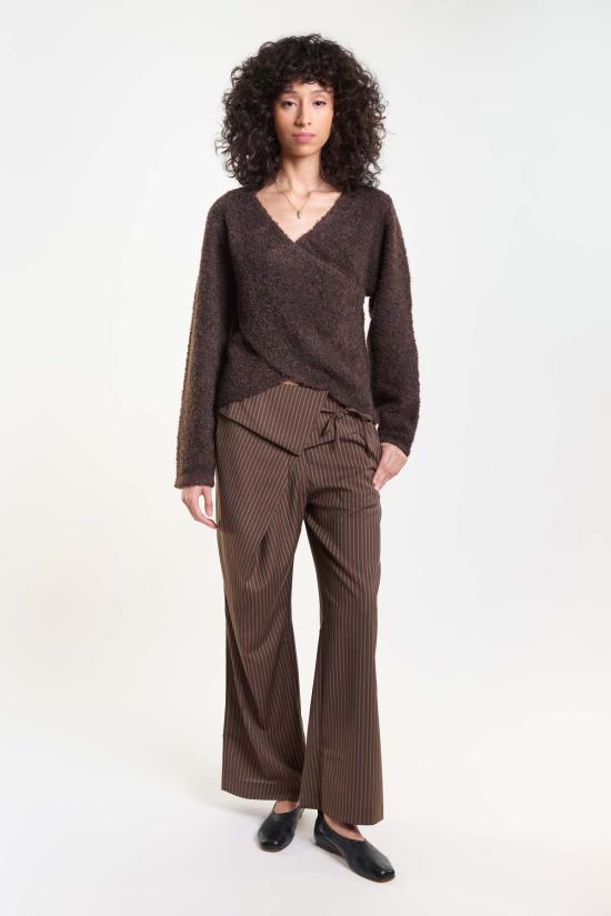 데이지 스튜디오 긴팔 티셔츠 Deiji Studios Crossover Top Brown Multi - DEIJI STUDIO