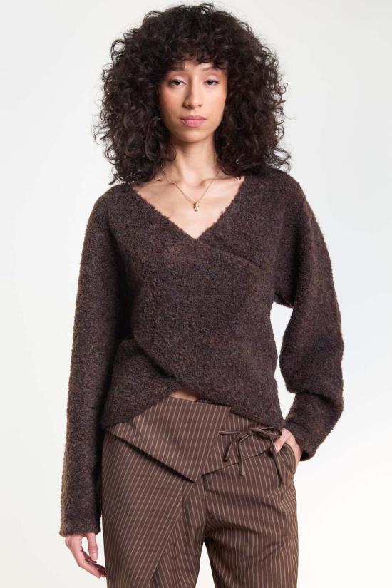  데이지 스튜디오 긴팔 티셔츠 Deiji Studios Crossover Top Brown Multi