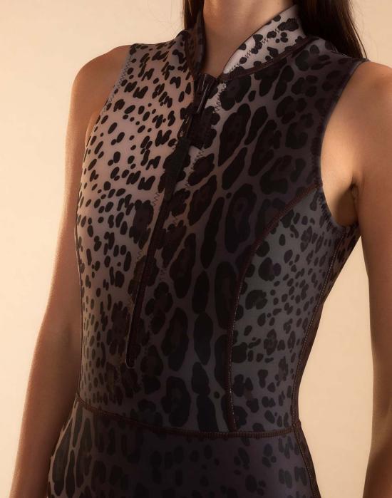  신시아 로리 비치웨어 신시아 로울리 카브 슬리브리스 잠수복 레오파드 - CYNTHIA ROWLEY