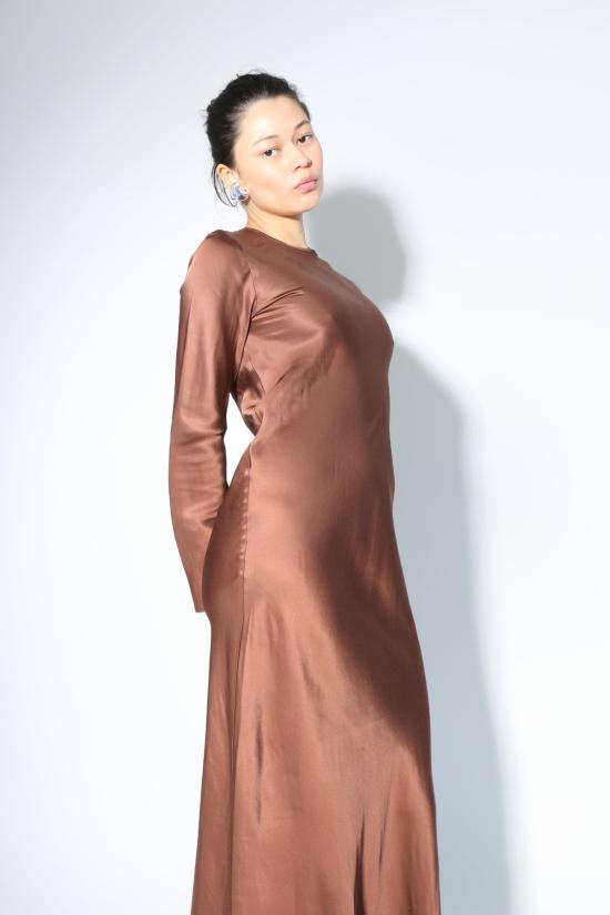  베이스레인지 롱 원피스 베이스렌지 디딘 드레스 다크 브라운