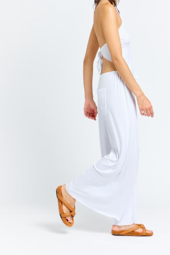  SAB STUDIO 스트레이트 팬츠 Sâb Studio Lila Rib Pant Bright White - SAB STUDIO