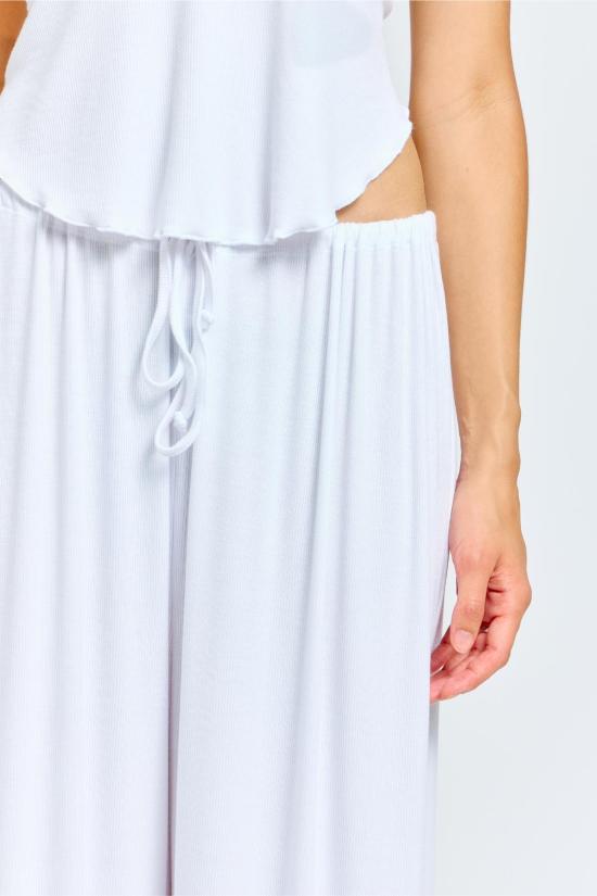  SAB STUDIO 스트레이트 팬츠 Sâb Studio Lila Rib Pant Bright White - SAB STUDIO