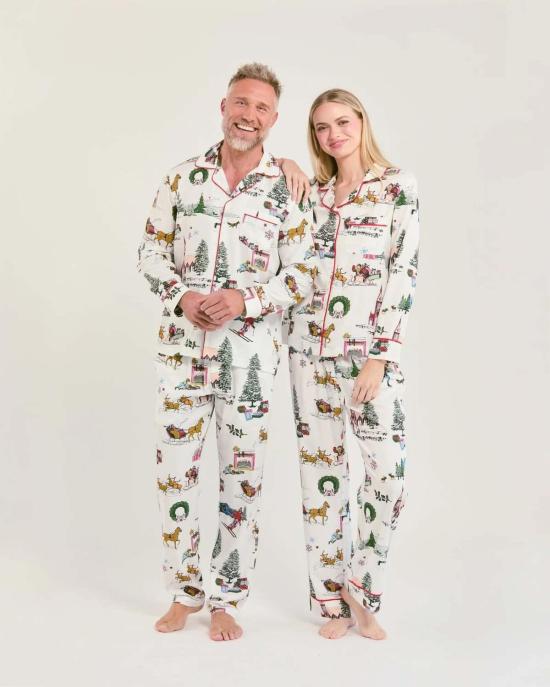  케이티 키메 언더웨어 Katie Kime Holiday Toile Long Sleeve Pajama Pants Set Multi - KATIE KIME