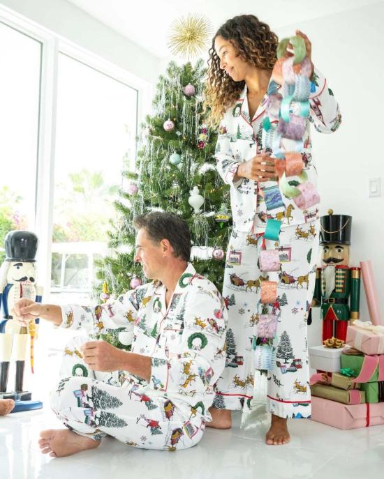  케이티 키메 언더웨어 Katie Kime Holiday Toile Long Sleeve Pajama Pants Set Multi - KATIE KIME