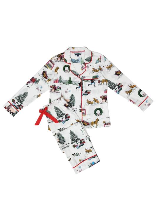  케이티 키메 언더웨어 Katie Kime Holiday Toile Long Sleeve Pajama Pants Set Multi