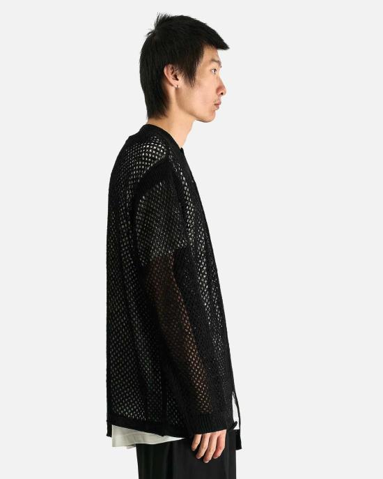  요지 야마모토 긴팔 티셔츠 뿌르 옴므 메쉬 패널 포 - YOHJI YAMAMOTO