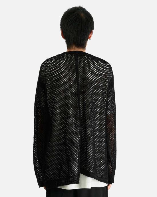  요지 야마모토 긴팔 티셔츠 뿌르 옴므 메쉬 패널 포 - YOHJI YAMAMOTO