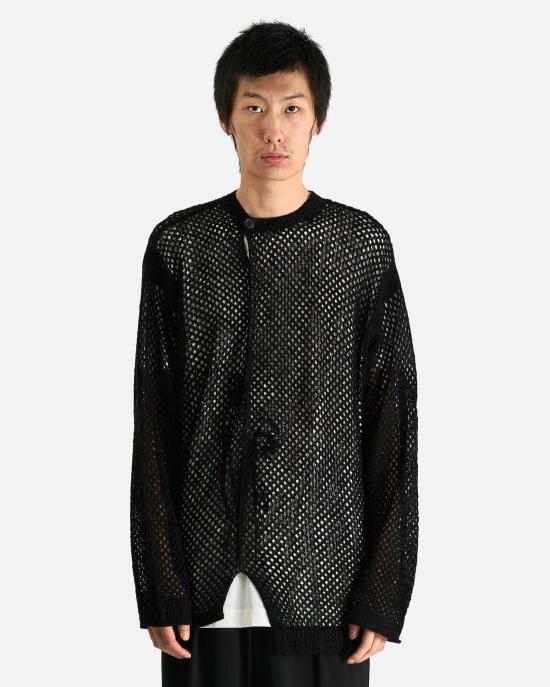  요지 야마모토 긴팔 티셔츠 뿌르 옴므 메쉬 패널 포
