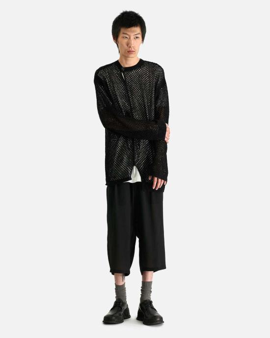  요지 야마모토 긴팔 티셔츠 뿌르 옴므 메쉬 패널 포 - YOHJI YAMAMOTO