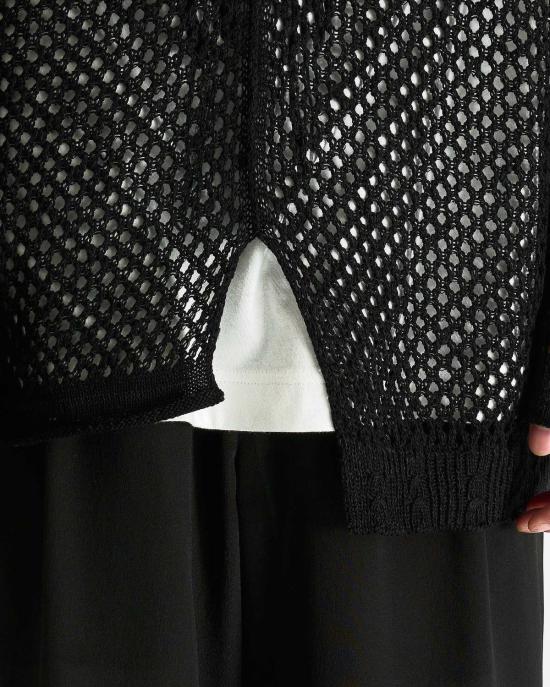 요지 야마모토 긴팔 티셔츠 뿌르 옴므 메쉬 패널 포 - YOHJI YAMAMOTO