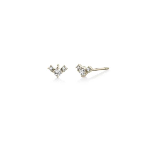  리지 맨들러 파인 주얼리 이어링 에클라 트리플 다이아몬드 V 스터드 - LIZZI MANDLER FINE JEWELRY