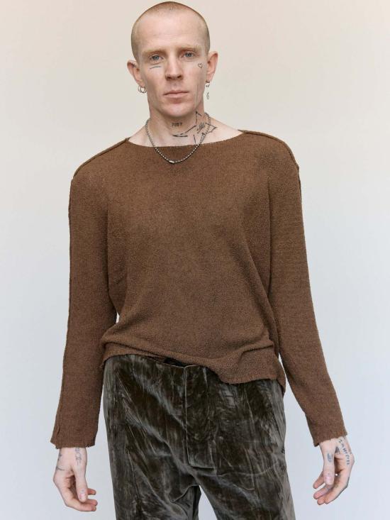  가브리엘라 콜 가먼츠 긴팔 티셔츠 317번 브라운 코튼 캐시미어 니트 - GABRIELA COLL GARMENTS