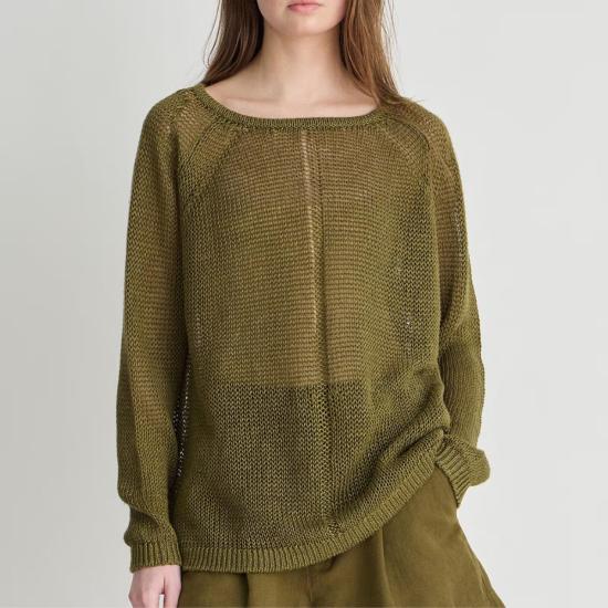  어피스 어파트 스웨터 Apiece Apart Nina 라이트 린넨 풀오버 다크 올리브
