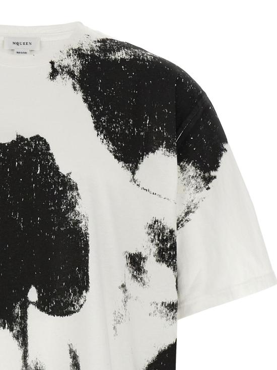  알렉산더 맥퀸 반팔 티셔츠 투톤 코튼 티셔츠 - ALEXANDER MCQUEEN