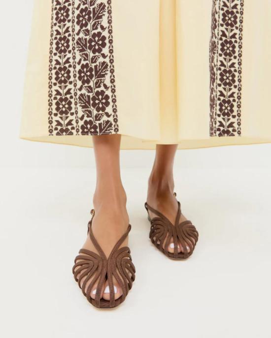  로플러랜달 슈즈 로플러 랜달 데본 래티스 슬링백 샌들 초콜릿 - LOEFFLER RANDALL