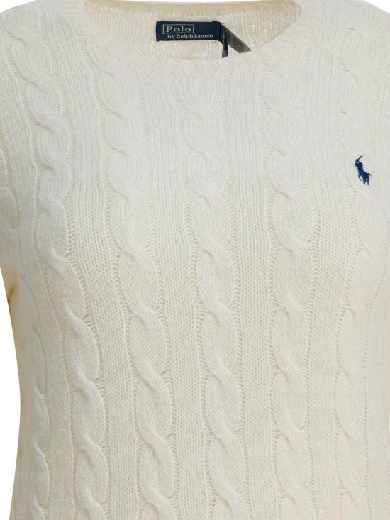 26FW 폴로 랄프로렌 니트웨어 로고가 있는 크루넥 스웨터  화이트 - POLO RALPH LAUREN