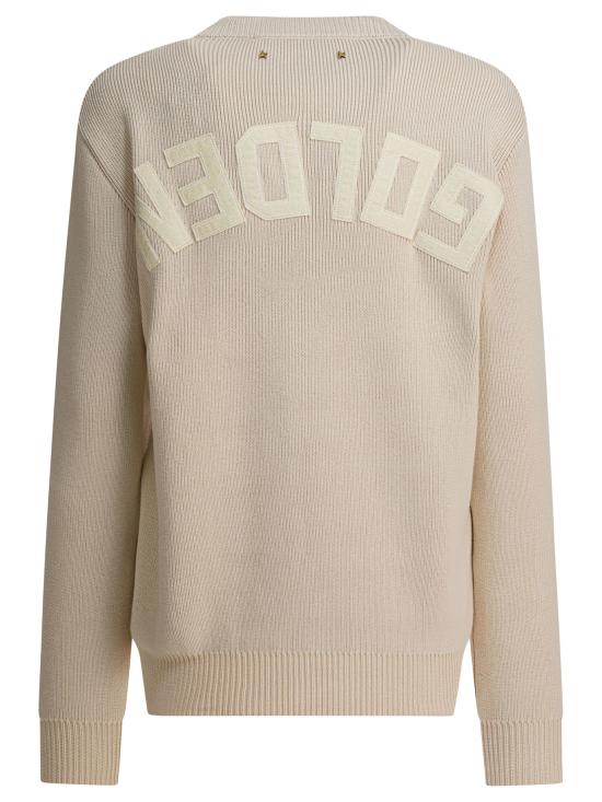 26FW 골든구스 니트웨어 크루넥 스웨터, 리버스 로고 , 베이지 - GOLDEN GOOSE