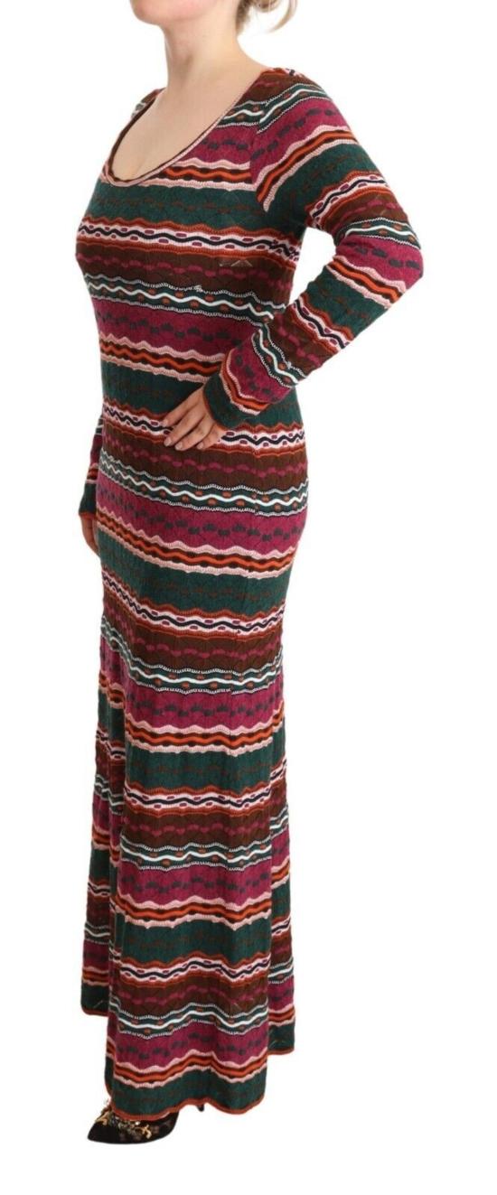  미소니 롱 원피스 미쏘니 멀티컬러 스트라이프 울 니트 맥시 시스 드레스 - MISSONI