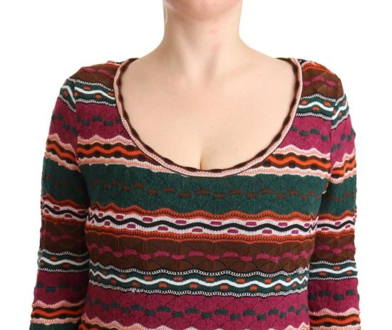  미소니 롱 원피스 미쏘니 멀티컬러 스트라이프 울 니트 맥시 시스 드레스 - MISSONI