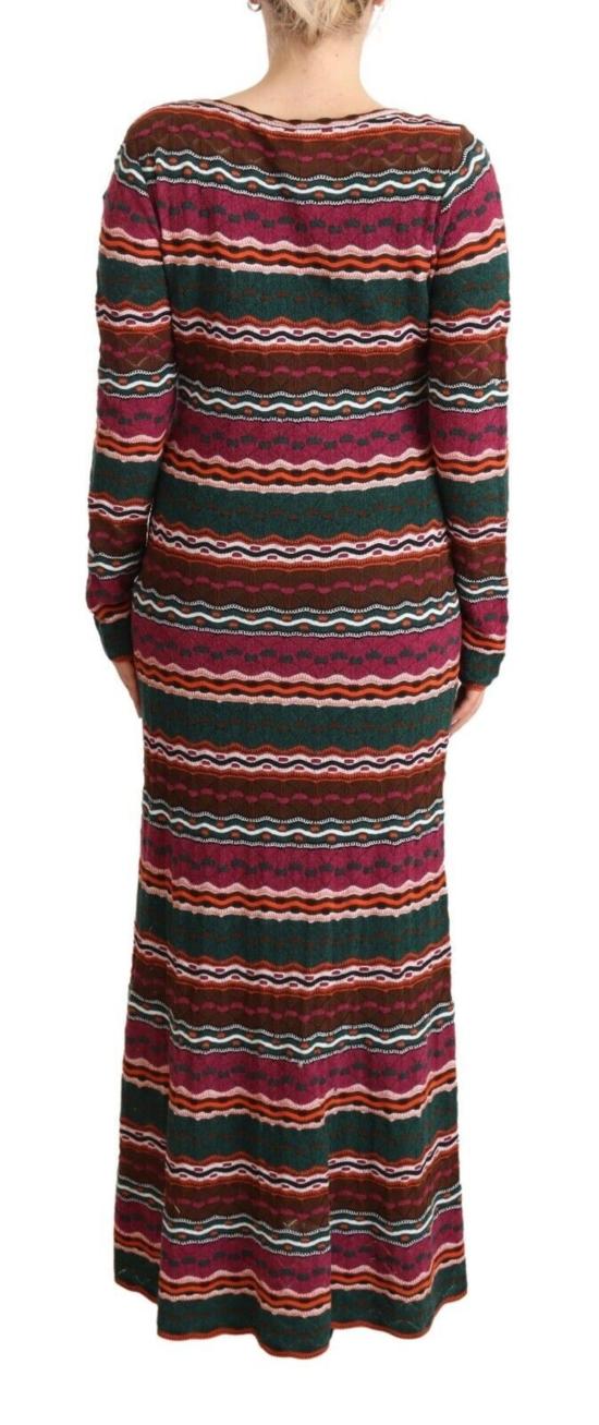  미소니 롱 원피스 미쏘니 멀티컬러 스트라이프 울 니트 맥시 시스 드레스 - MISSONI