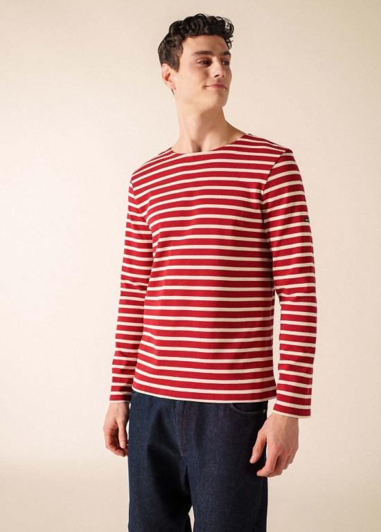  세인트제임스 긴팔 티셔츠 Saint James Meridien Moderne Breton 셔츠 마룬/에크루