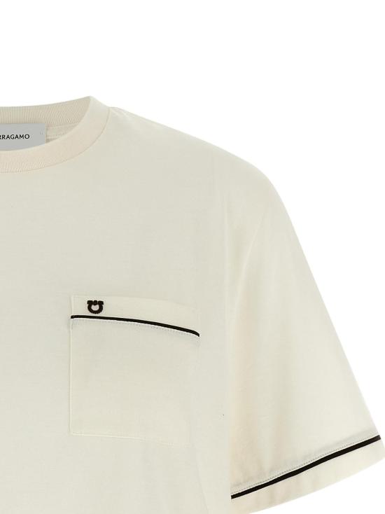  살바토레 페라가모 반팔 티셔츠 페라가모 코튼 티셔츠 베이지 - SALVATORE FERRAGAMO