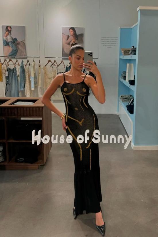  하우스오브써니 롱 원피스 하우스 오브 서니 더 스태츄 드레스 오닉스 - HOUSE OF SUNNY