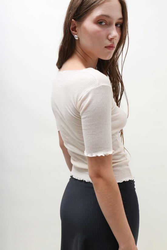  베이스레인지 반팔 티셔츠 Baserange 파마 3/4 탑 오프 화이트