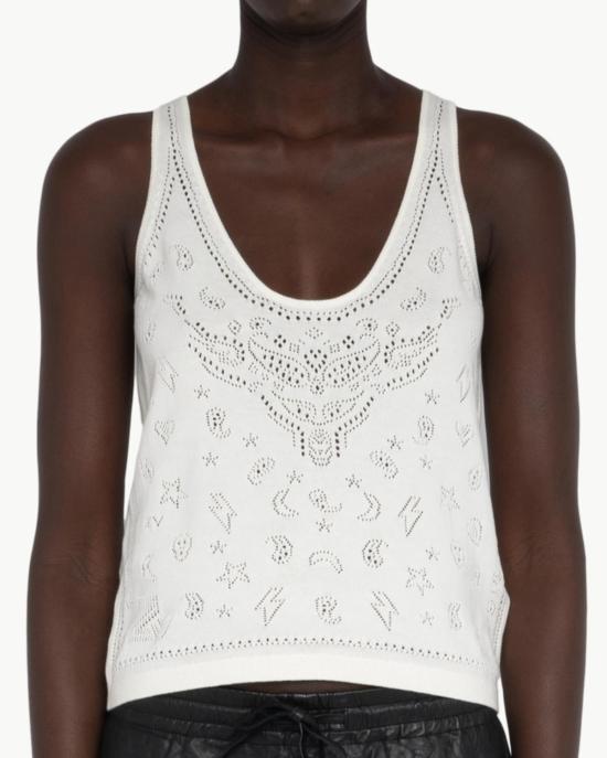  자딕앤볼테르 민소매 티셔츠 Zadig & Voltaire Jossy Bandana Tank Eggshell - ZADIG & VOLTAIRE