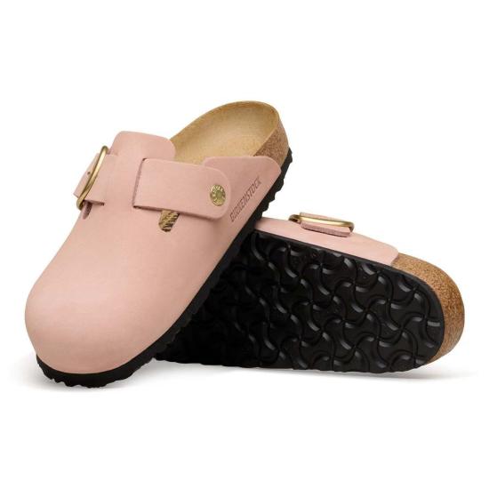  버켄스탁 뮬/슬리퍼 보스턴 빅 버클 누벅 가죽 내로우 클로그 - BIRKENSTOCK