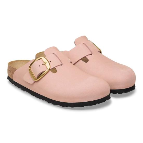 버켄스탁 뮬/슬리퍼 보스턴 빅 버클 누벅 가죽 내로우 클로그 - BIRKENSTOCK