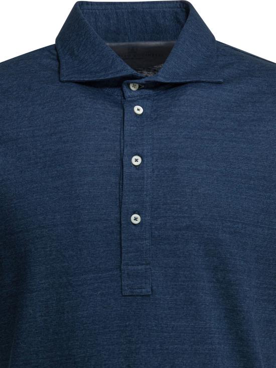 26FW 브루넬로 쿠치넬리 저지 폴로 셔츠 MR8273915C005X BLUE - BRUNELLO CUCINELLI