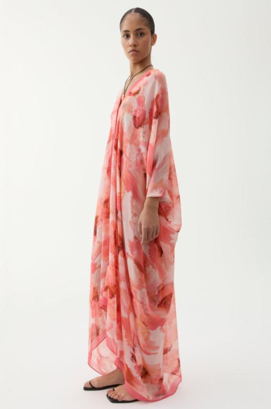  로데브예 롱 원피스 Rodebjer Agave Caftan 흐릿한 꽃 살구 - RODEBJER