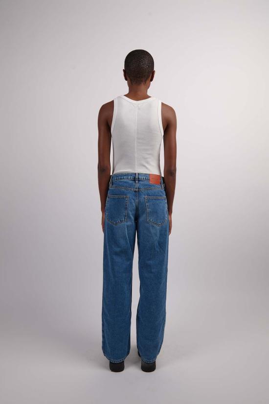  아웃랜드 데님 데님 팬츠 에이브릴 로우 슬라우치 와이드 레그 진 모멘트 미드 블루 - OUTLAND DENIM