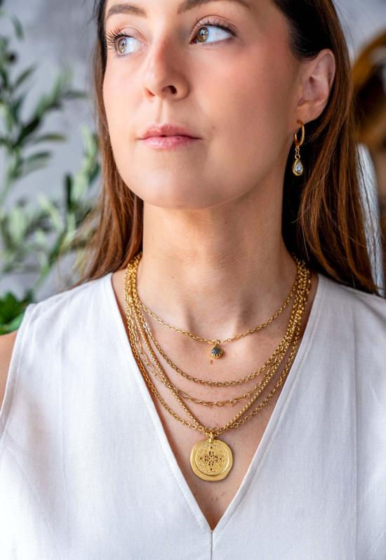  로니 폴 주얼리 목걸이/팬던트 필리그리 코인 목걸이 무광 골드 - LONI PAUL JEWELRY