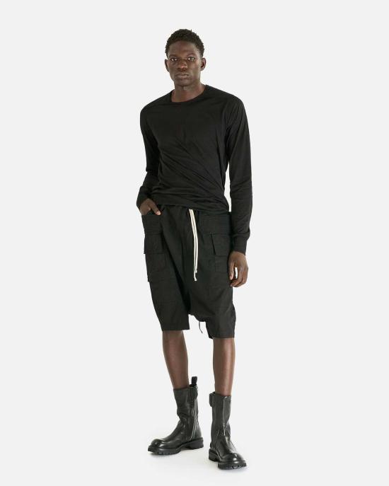  릭 오웬스 긴팔 티셔츠 레벨  블랙 - RICK OWENS