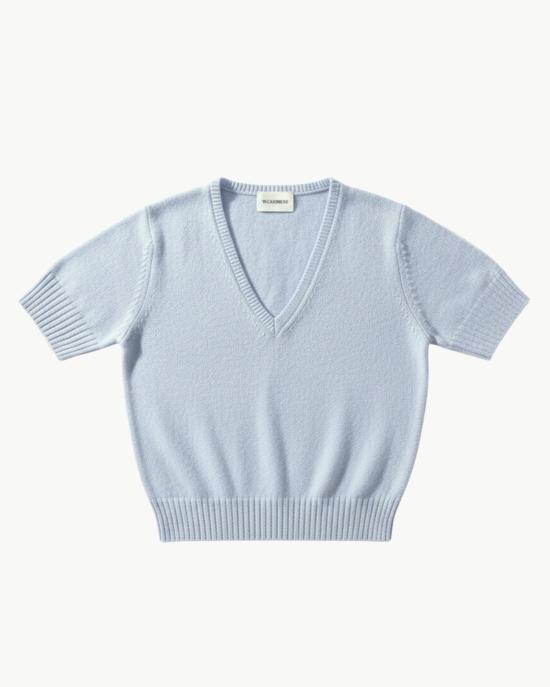  더블유 캐시미어 스웨터 W.Cashmere Eira V넥  콘플라워 블루