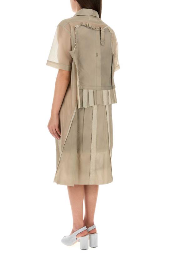  마르지엘라 미디 원피스 메종  카푸치노 메시 셔츠 드레스 - MAISON MARGIELA